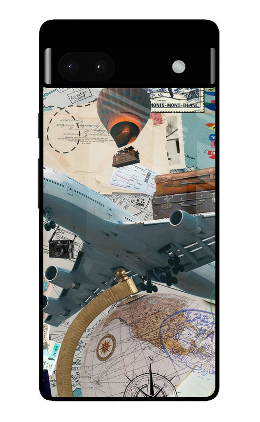 Vintage Travel Collage Aesthetic Glass Case for Google PIXEL 6A