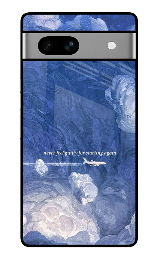 Blue Clouds Plane Restart Quote Glass Case for Google Pixel 7A