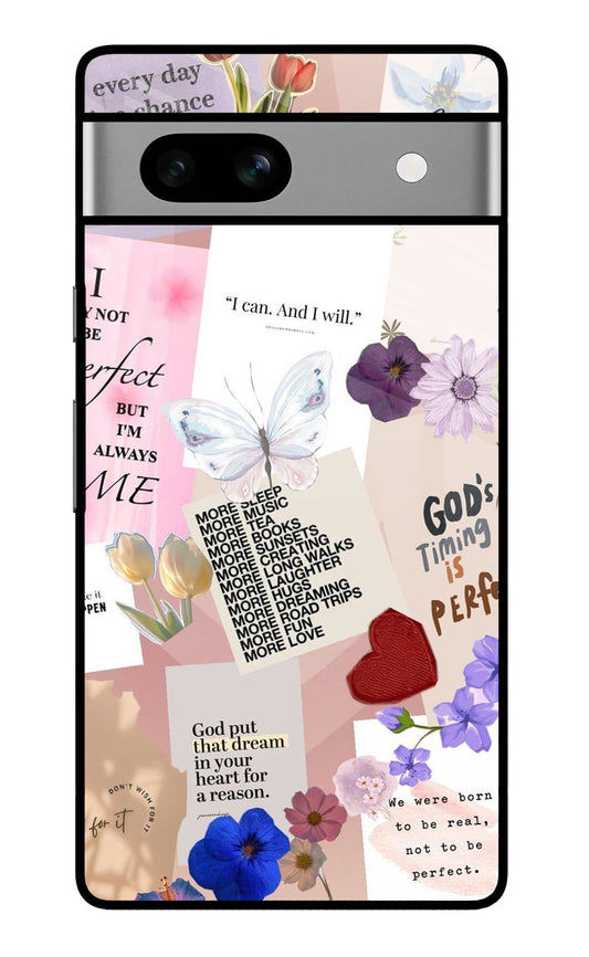Floral Motivational Quote Collage Glass Case for Google Pixel 7A