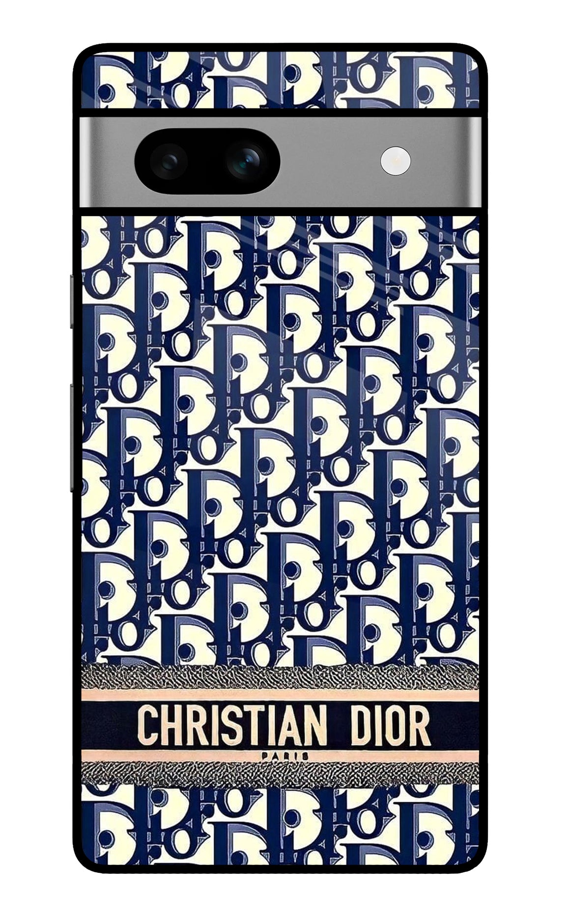 Dior Monogram Classic Navy Glass Case for Google Pixel 7A