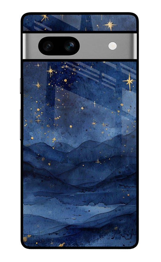 Midnight Gold Starry Mountains Glass Case for Google Pixel 7A