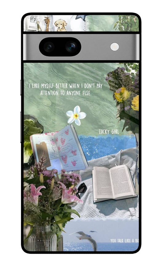 Lucky Girl Bookish Collage Glass Case for Google Pixel 7A