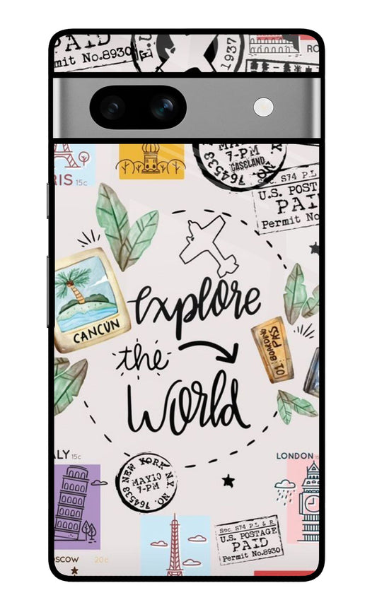 Explore The World Stamp Art Glass Case for Google Pixel 7A