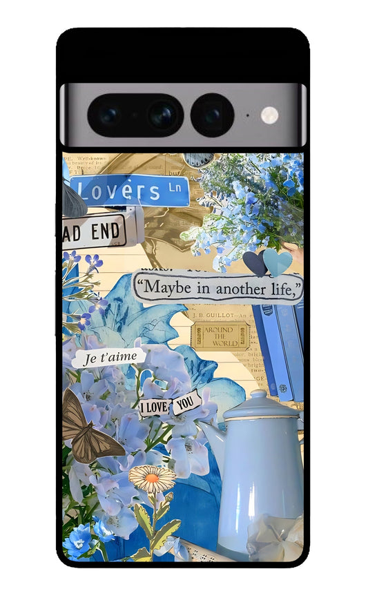 Blue Love Collage Aesthetic Glass Case for Google Pixel 7 Pro