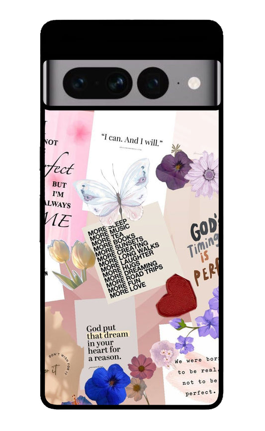 Floral Motivational Quote Collage Glass Case for Google Pixel 7 Pro