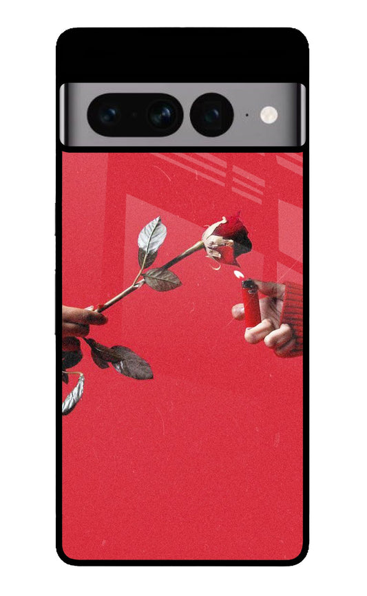 Rose On Fire Red Aesthetic Glass Case for Google Pixel 7 Pro