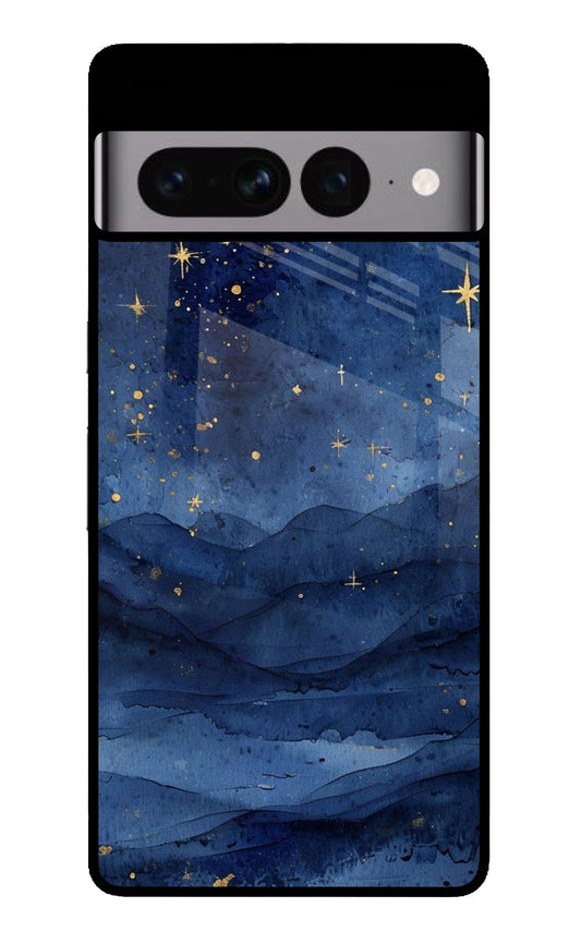 Midnight Gold Starry Mountains Glass Case for Google Pixel 7 Pro
