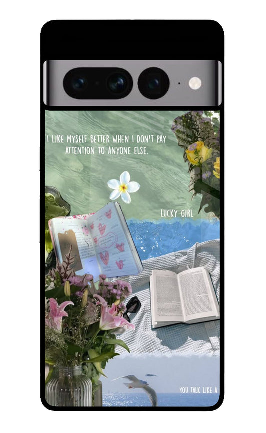 Lucky Girl Bookish Collage Glass Case for Google Pixel 7 Pro