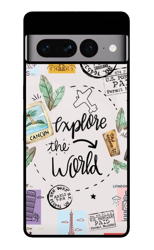 Explore The World Stamp Art Glass Case for Google Pixel 7 Pro