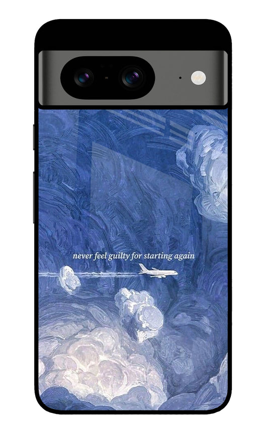 Blue Clouds Plane Restart Quote Glass Case for Google Pixel 8