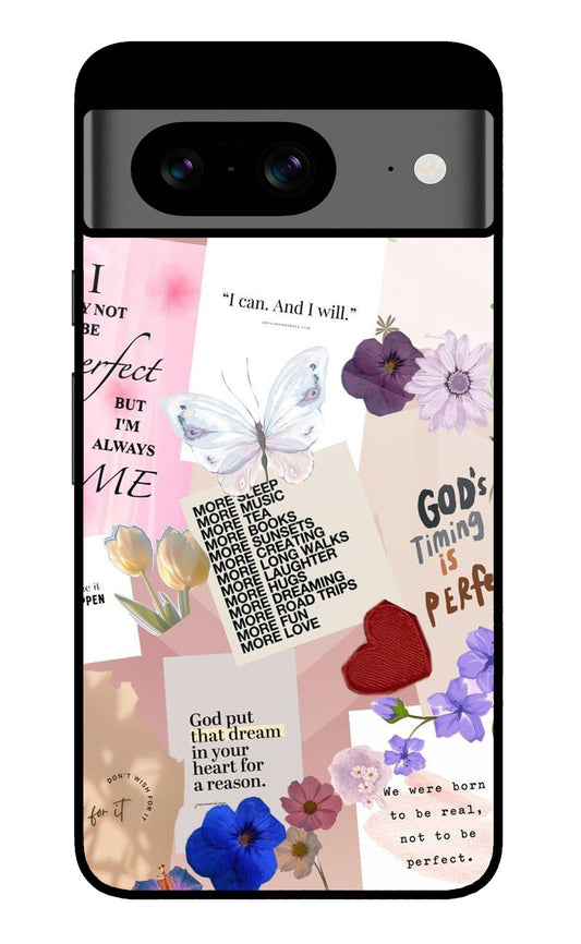 Floral Motivational Quote Collage Glass Case for Google Pixel 8