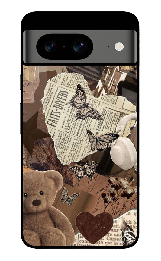 Brown Aesthetic Vintage Collage Glass Case for Google Pixel 8