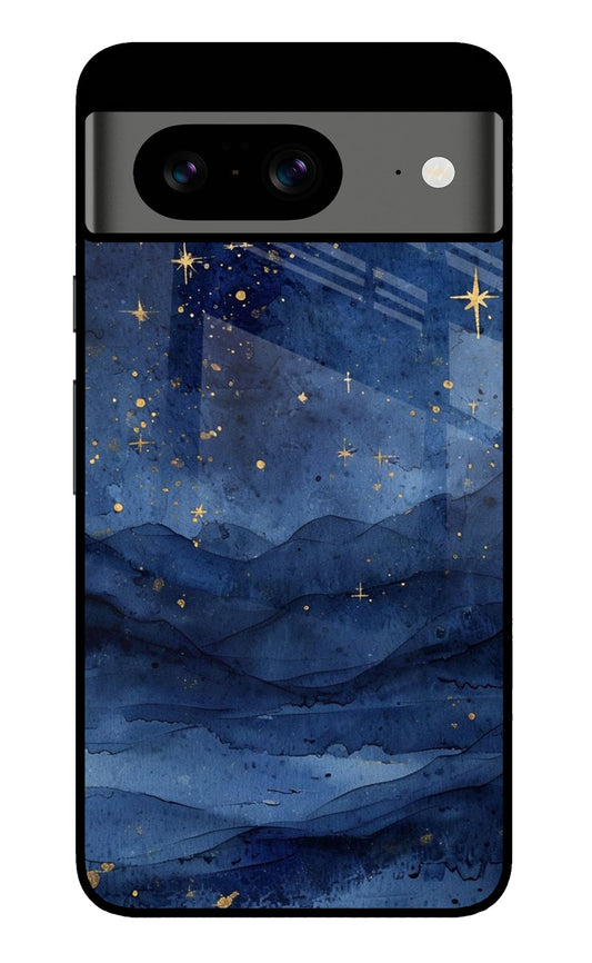 Midnight Gold Starry Mountains Glass Case for Google Pixel 8