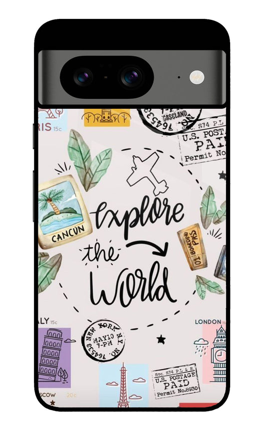 Explore The World Stamp Art Glass Case for Google Pixel 8