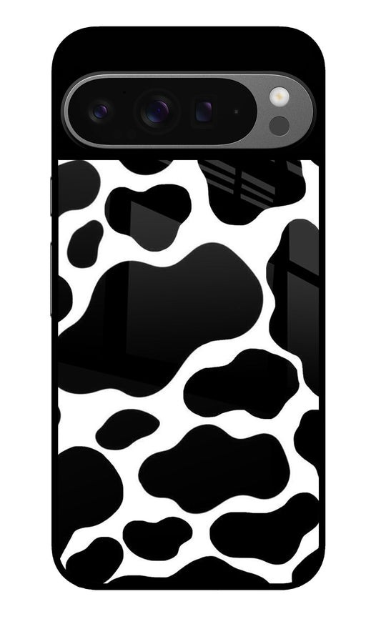Black White Cow Print Glass Case for Google Pixel 9 Pro XL