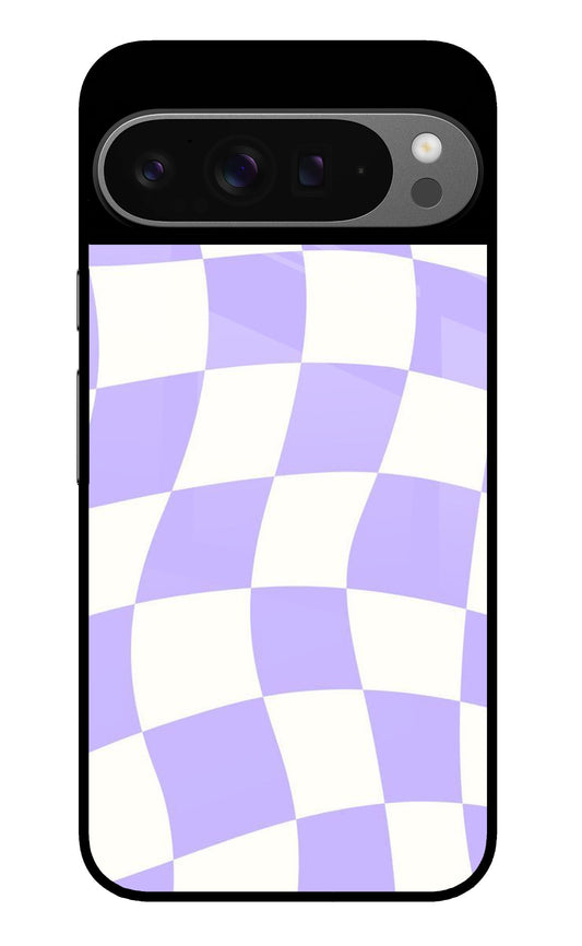 Wavy Purple Checkered Optical Glass Case for Google Pixel 9 Pro XL