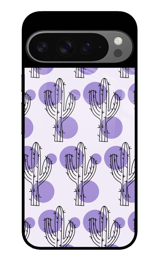 Cute Cactus Doodle Purple Polka Glass Case for Google Pixel 9 Pro XL