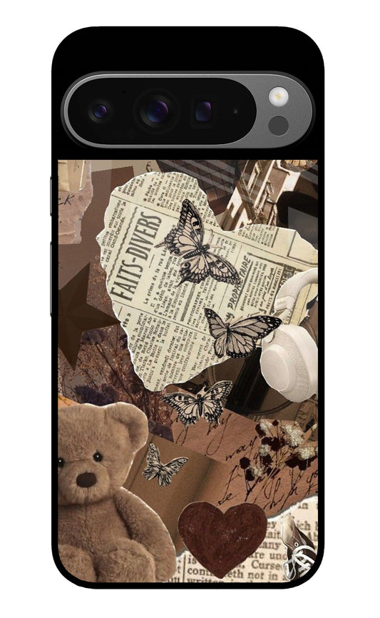 Brown Aesthetic Vintage Collage Glass Case for Google Pixel 9 Pro XL