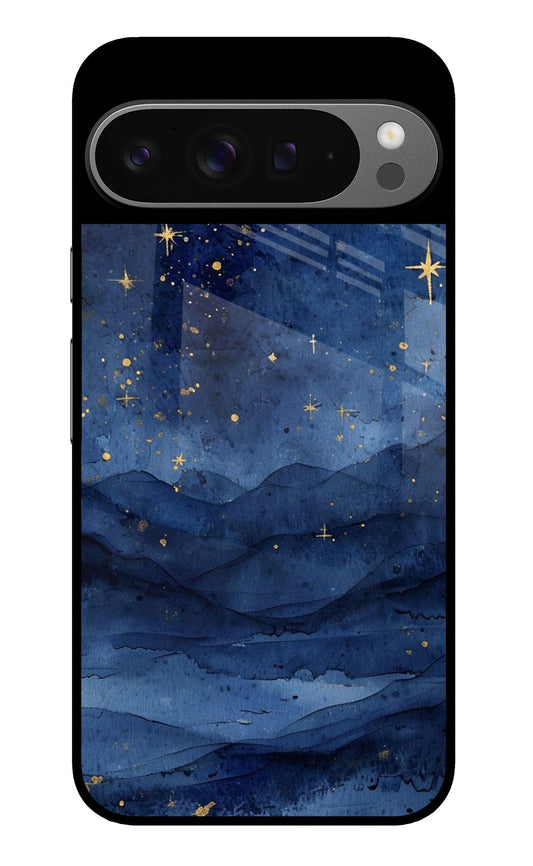 Midnight Gold Starry Mountains Glass Case for Google Pixel 9 Pro XL