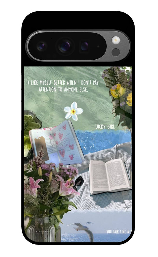 Lucky Girl Bookish Collage Glass Case for Google Pixel 9 Pro XL