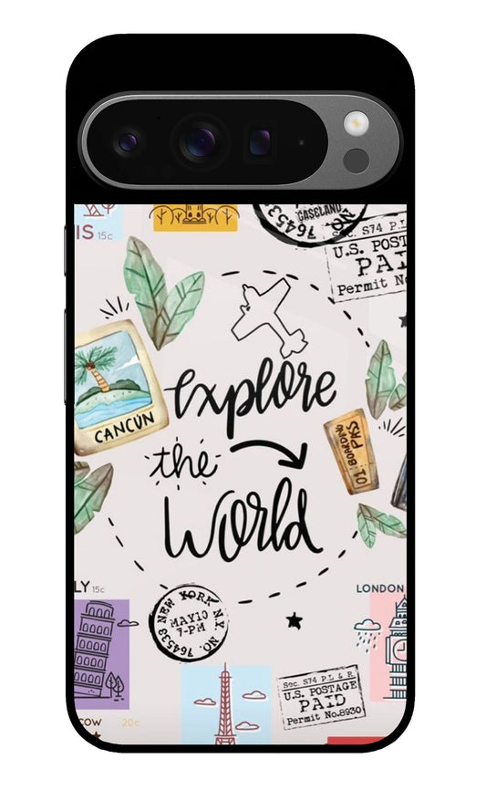 Explore The World Stamp Art Glass Case for Google Pixel 9 Pro XL