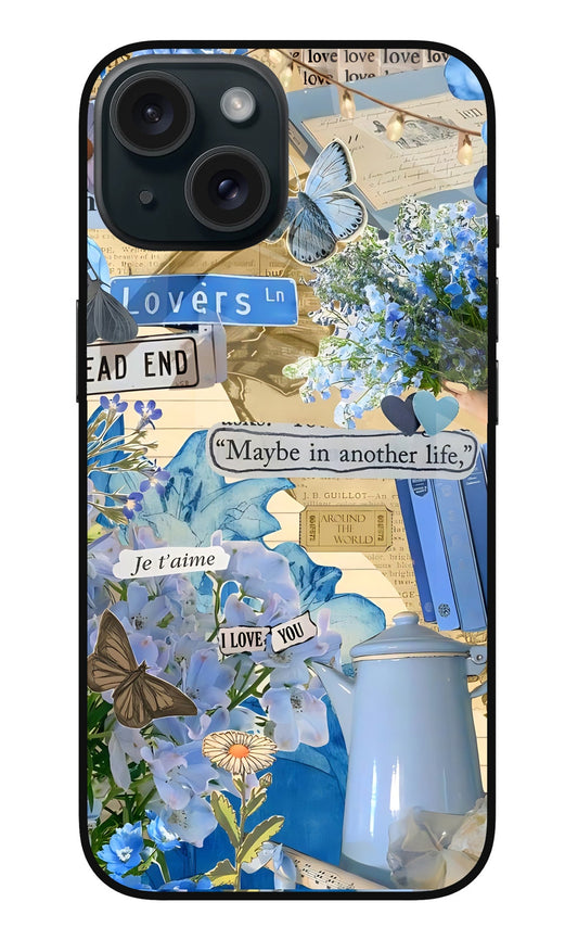 iPhone 15 86 Blue Love Collage Aesthetic - Case Amaze