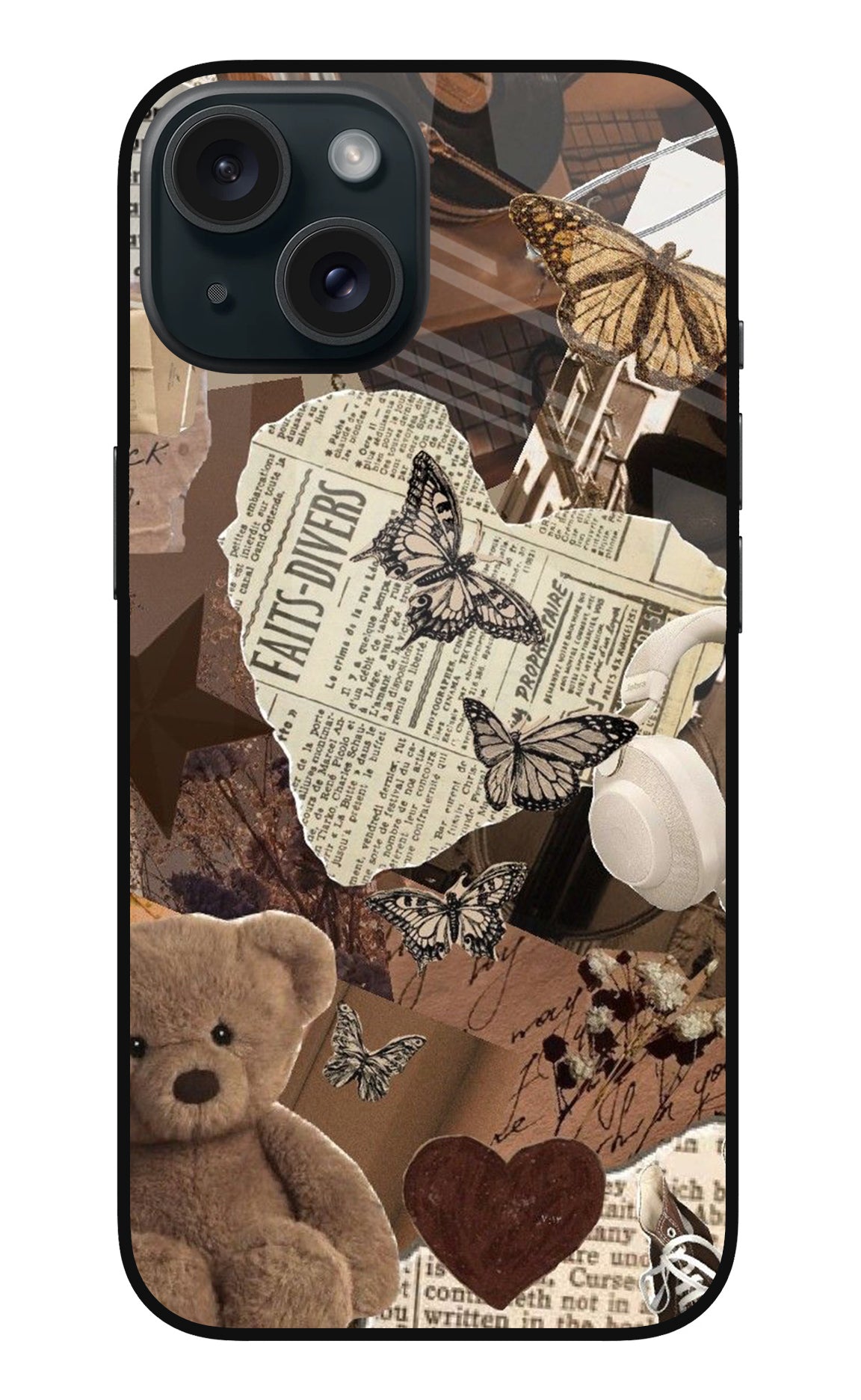 iPhone 15 90 Brown Aesthetic Vintage Collage - Case Amaze